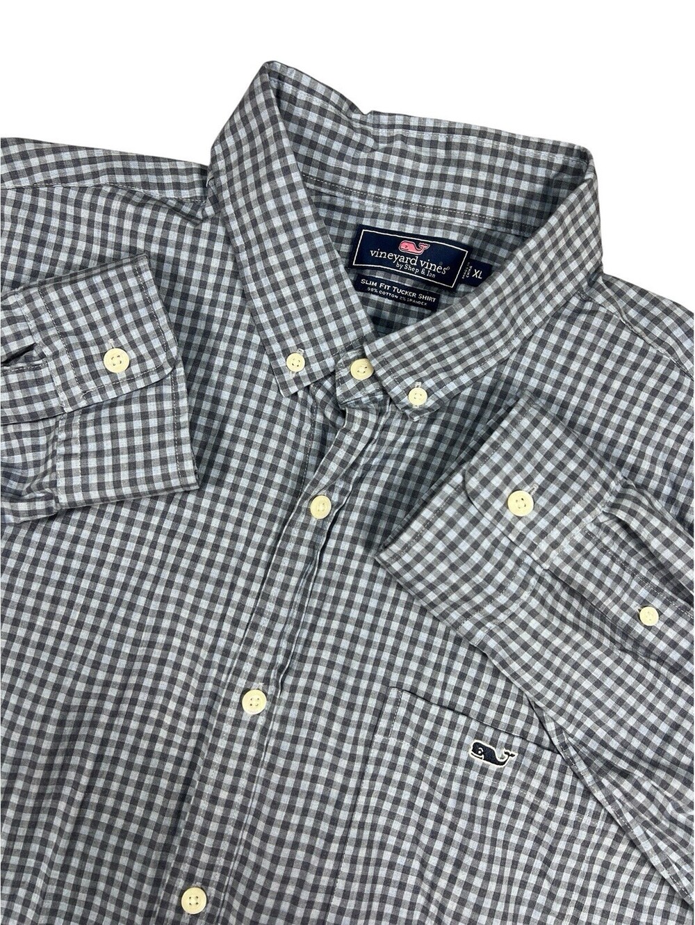 Vineyard Vines Slim Fit Tucker Shirt Mens XL Blue checkered button down L/S